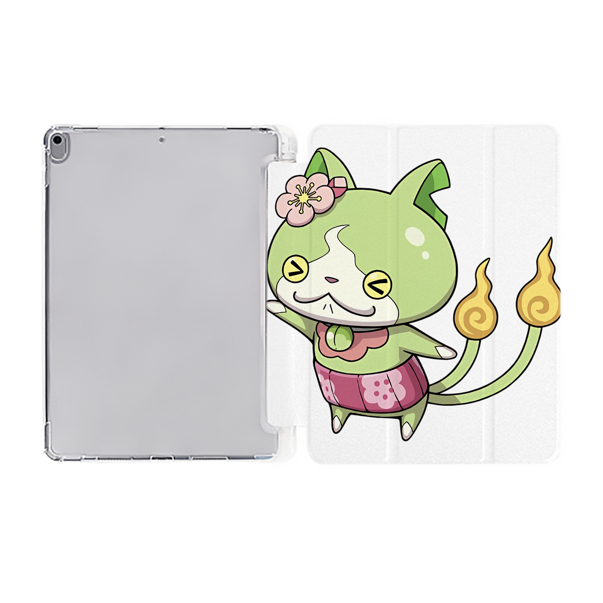 （画像用） 妖怪ウォッチ Yo-kai Watch IPad ケース ペン収納付き 三つ折りスタンド PUレザー×シリコン 対応機種9.5/10.5/10.9インチ
